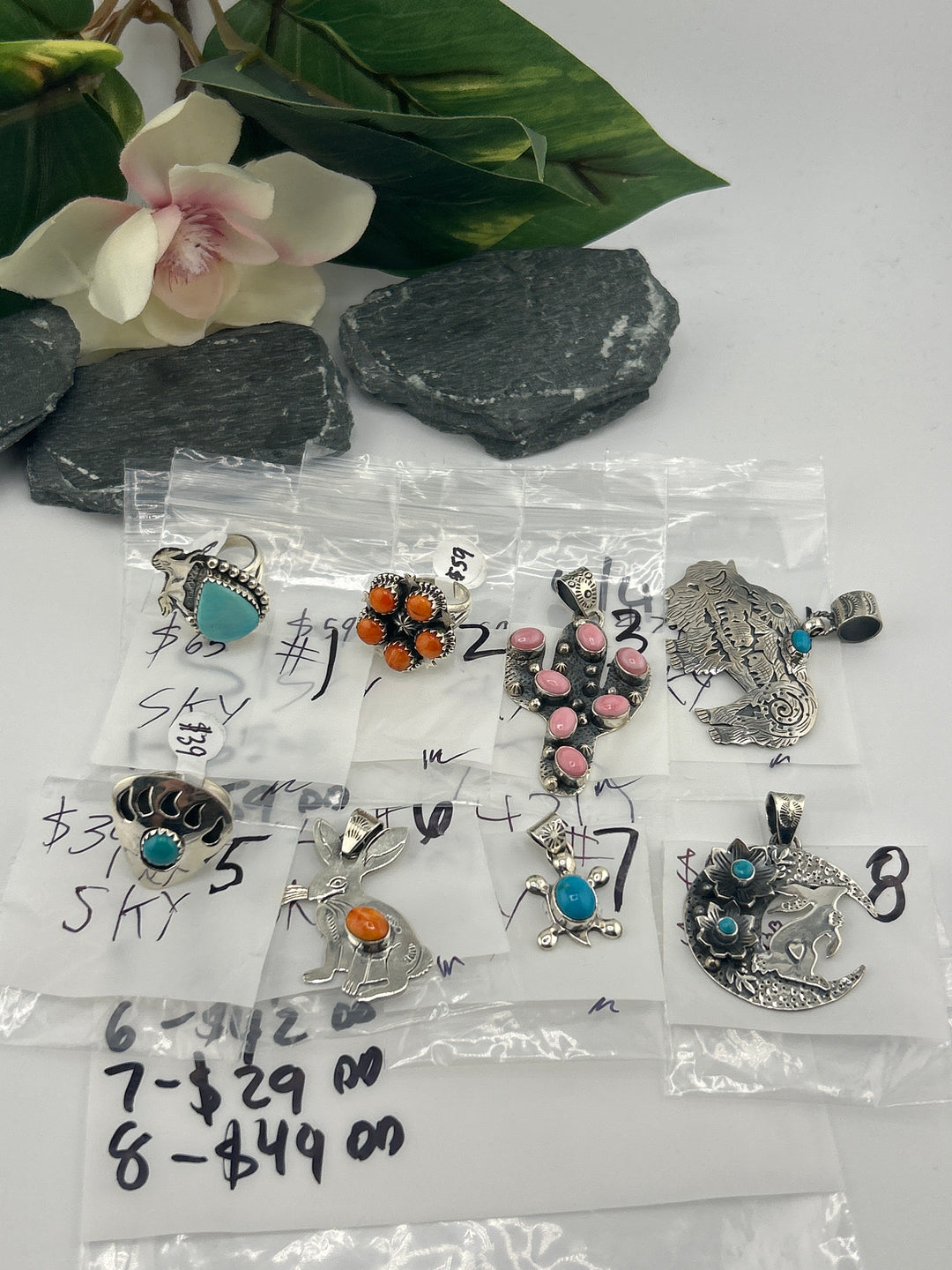 RESERVED FOR: SKY 4/4/2025 Friday App show Live Show -  8 Sterling Silver Items