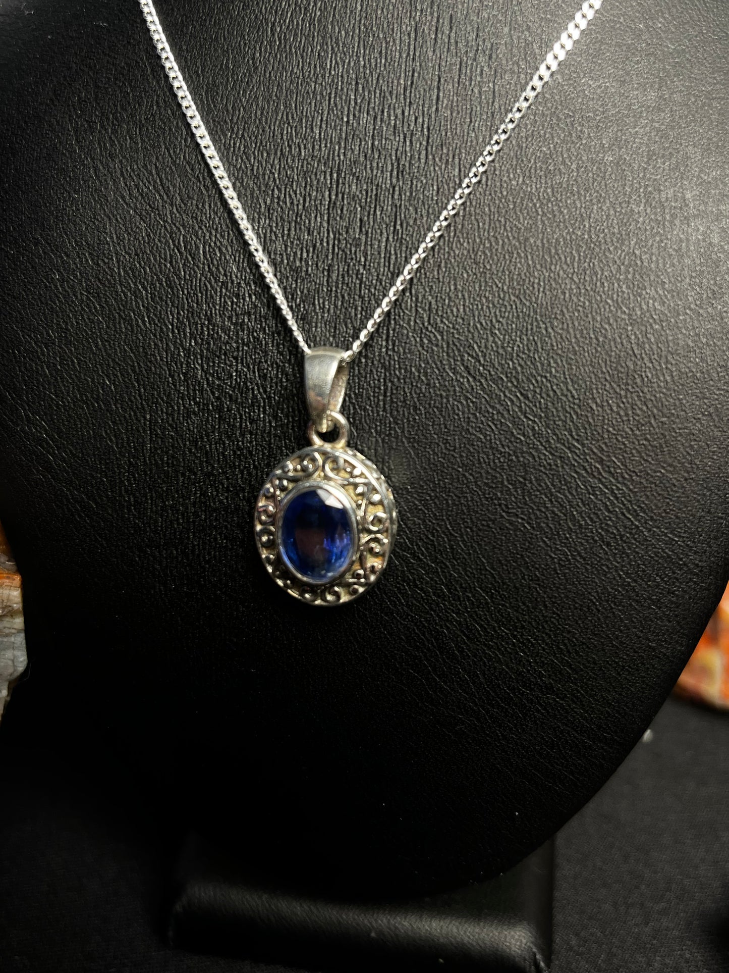 Natural Kyanite Pendant in 925 sterling silver with 22" sterling silver chain