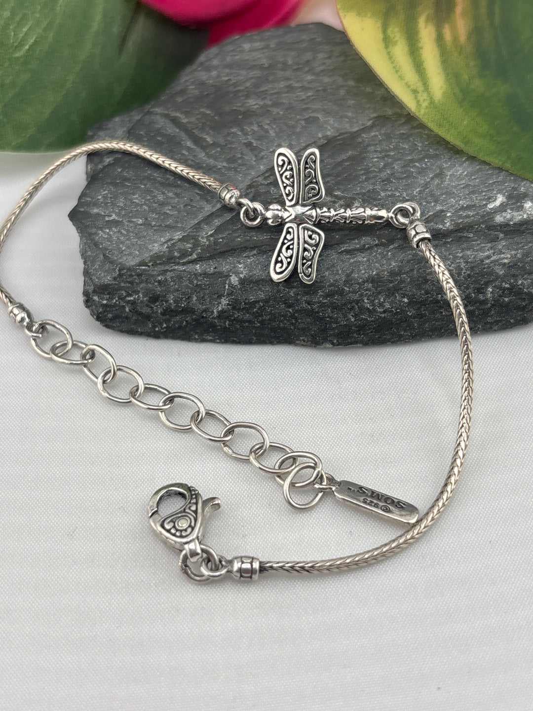 Designer SOMS 925 Sterling Silver Dragonfly Bracelet