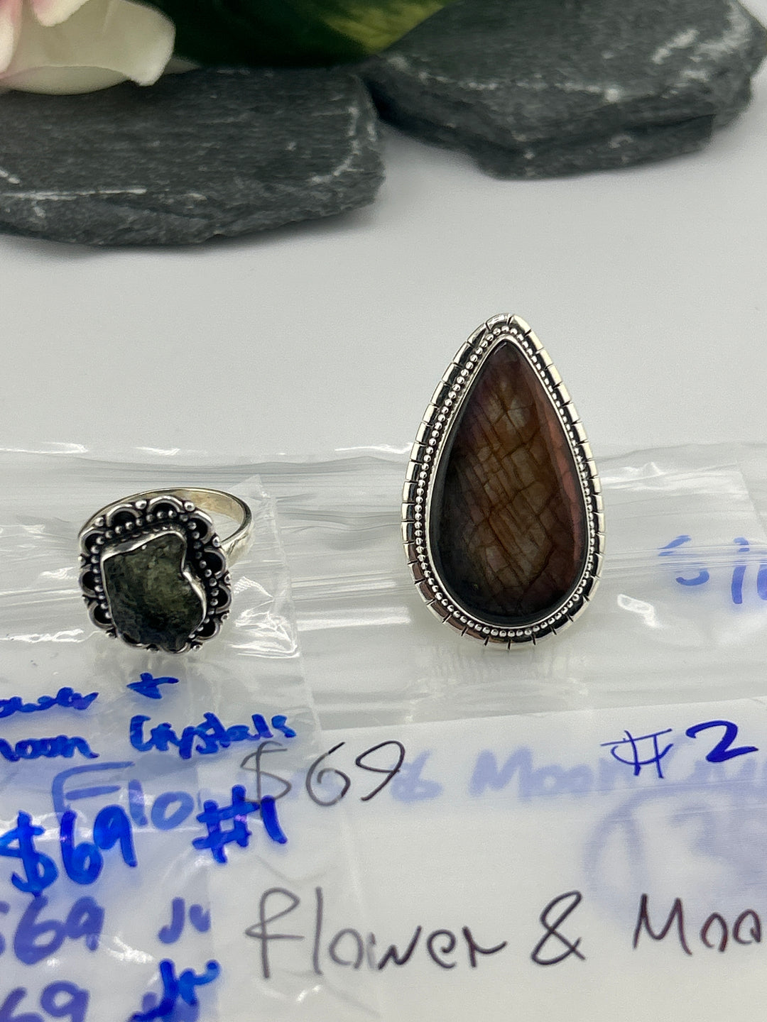 RESERVED FOR: Flower & Moon Crystals- 5/10/2025 tiktok Live Show -2  Sterling Silver Items