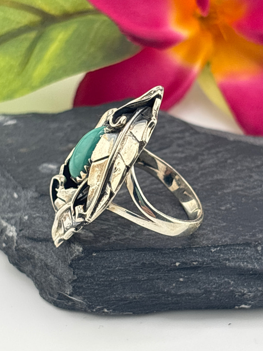 Turquoise and 925 Sterling Silver Ring Size 7