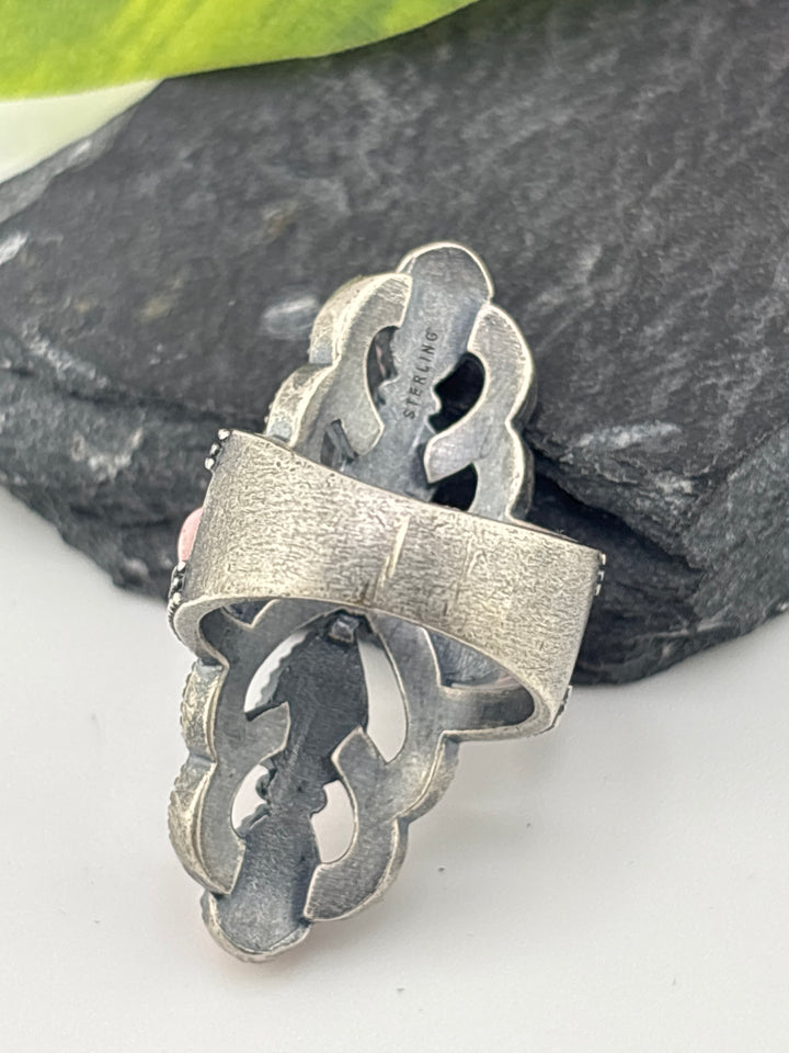 Queen Conch Cross and 925 Sterling Silver Ring Size 7