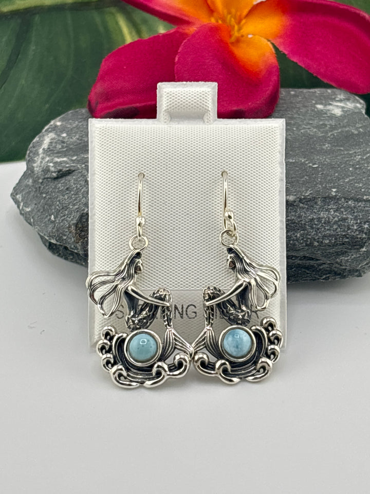 Larimar Mermaid Dangle Earrings