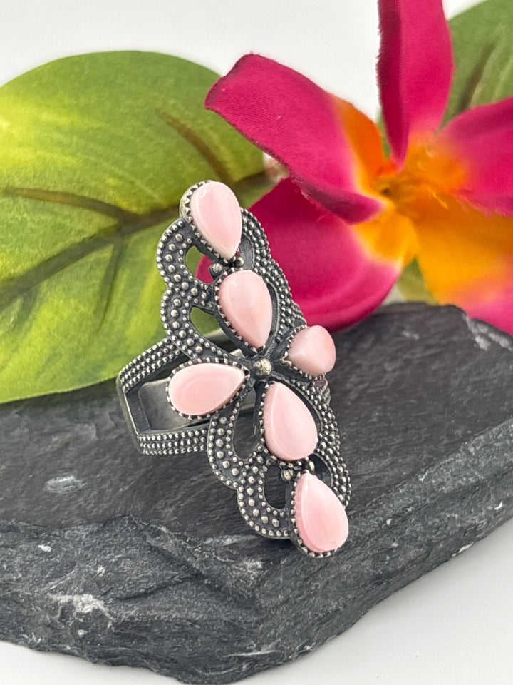 Queen Conch Cross and 925 Sterling Silver Ring Size 9