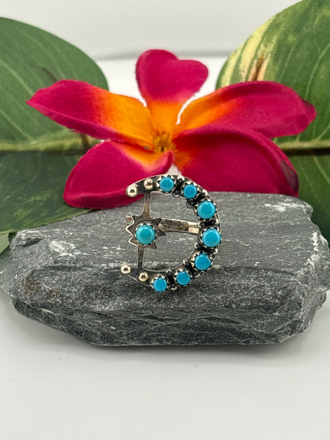 Star & Moon Turquoise Ring Size 10
