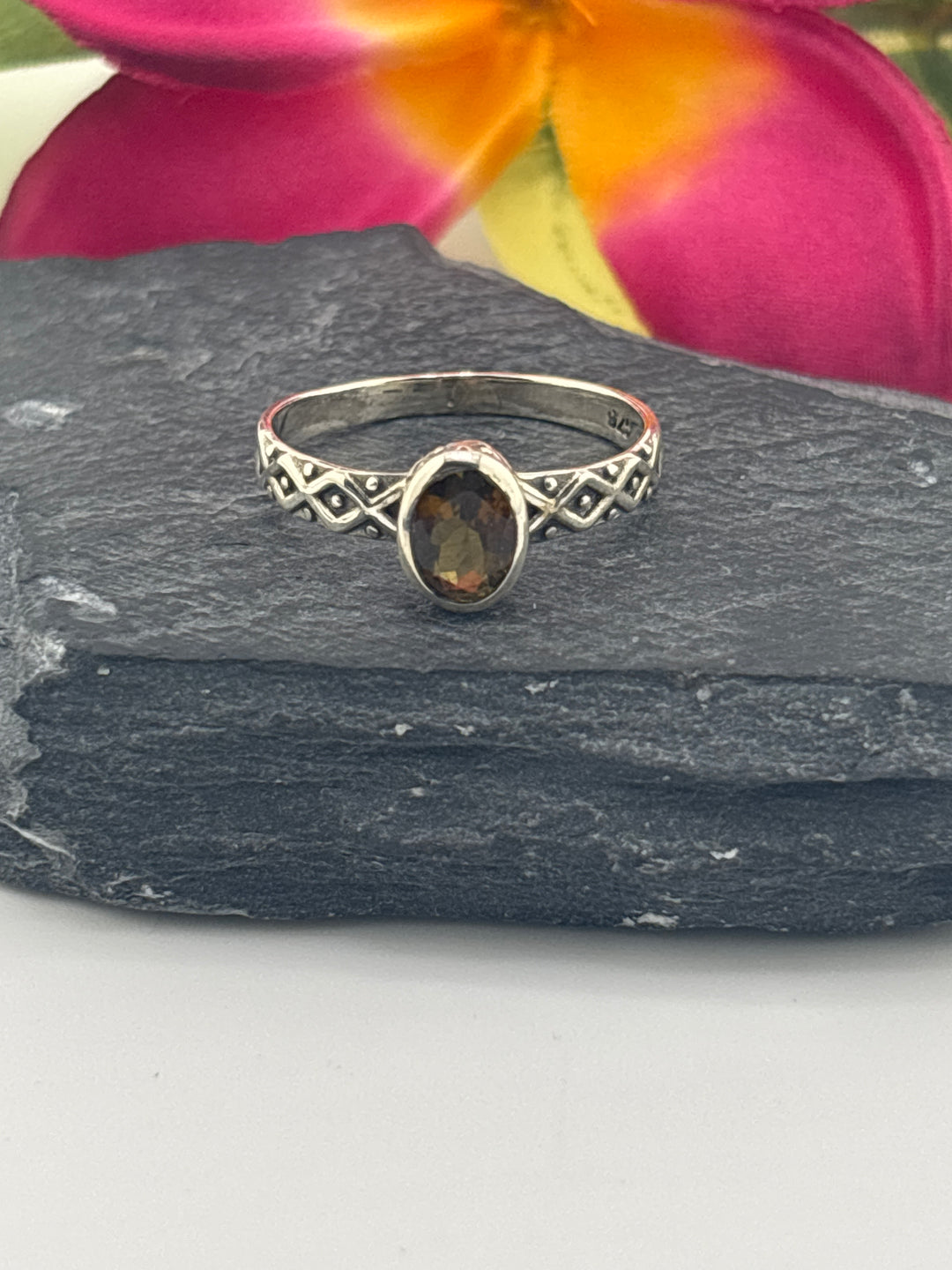 Tourmaline and 925 Sterling Silver Ring Size 9