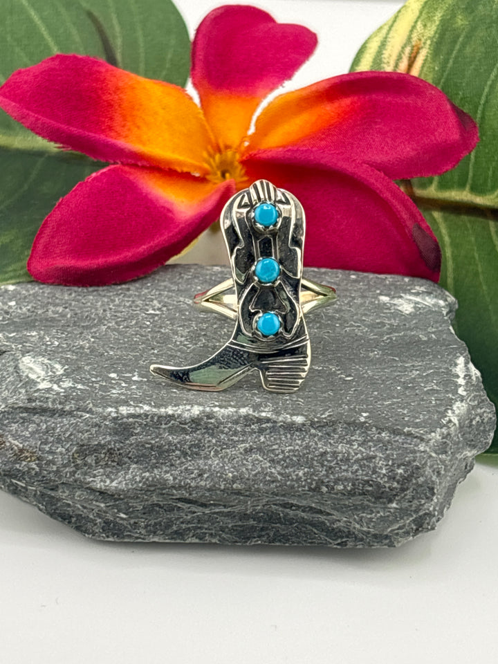 Turquoise Cowboy Boot Ring Size 7.5