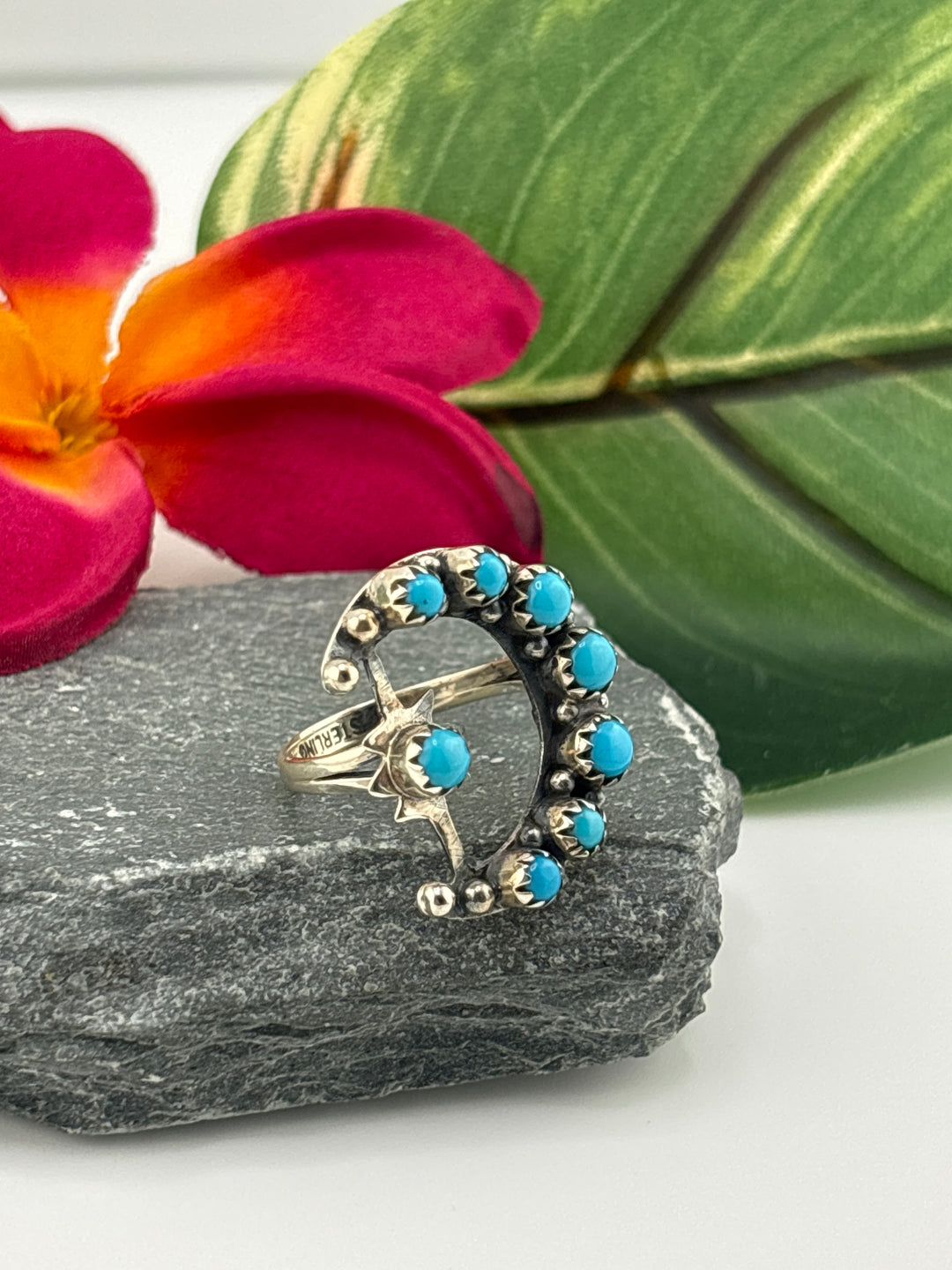 Star & Moon Turquoise Ring Size 7