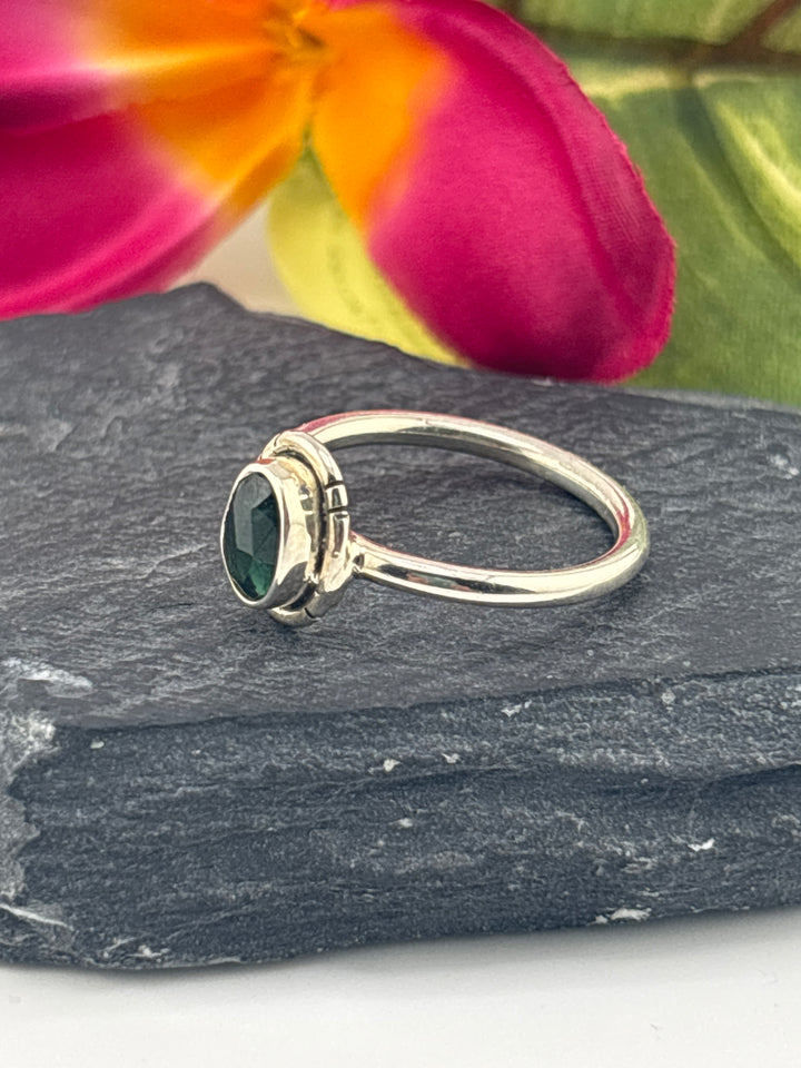 Tourmaline and 925 Sterling Silver Ring Size 7
