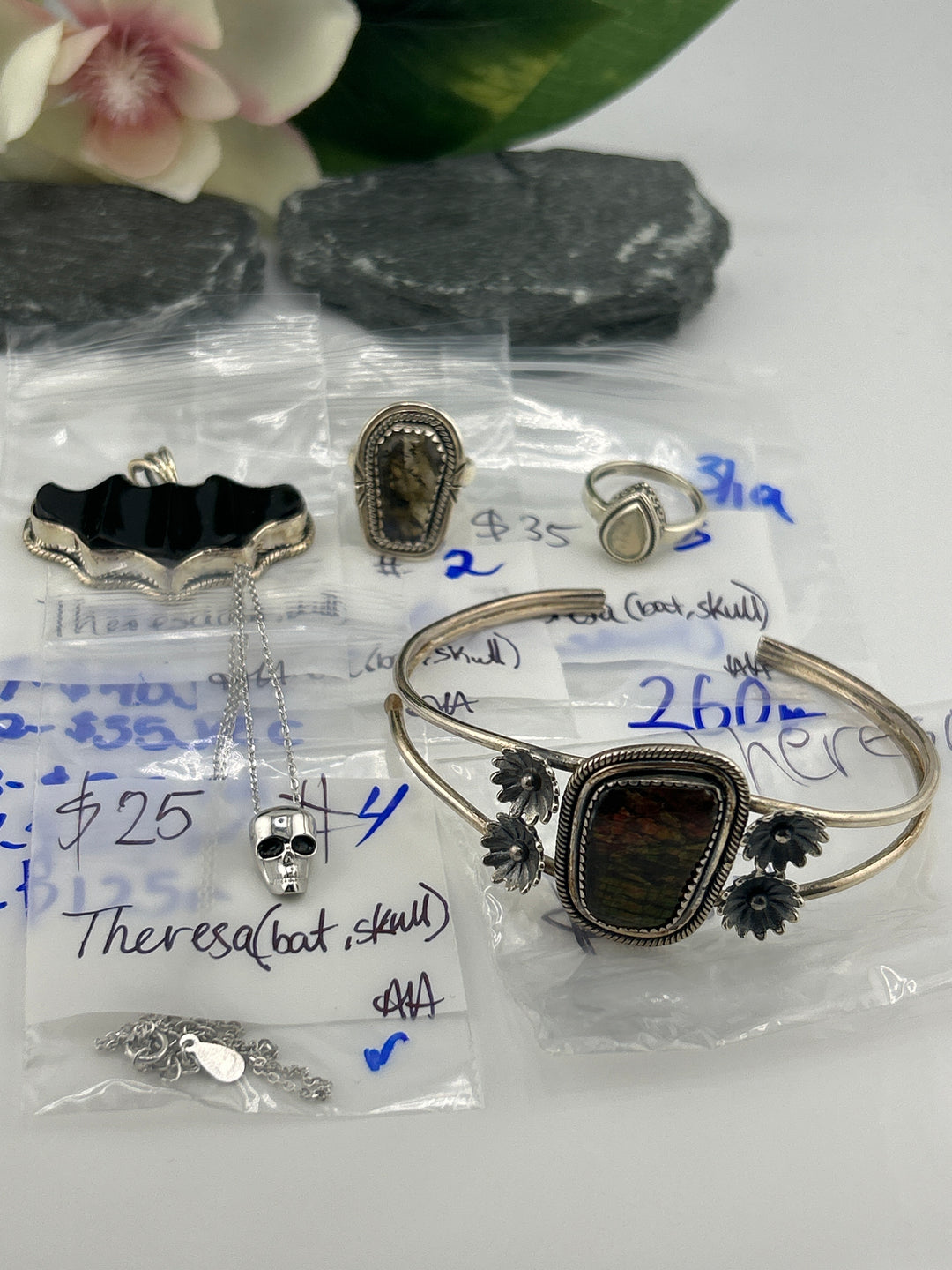 RESERVED FOR: Theresa 🦇 💀- 3/19/2025 Live Show - 5 Sterling Silver Items