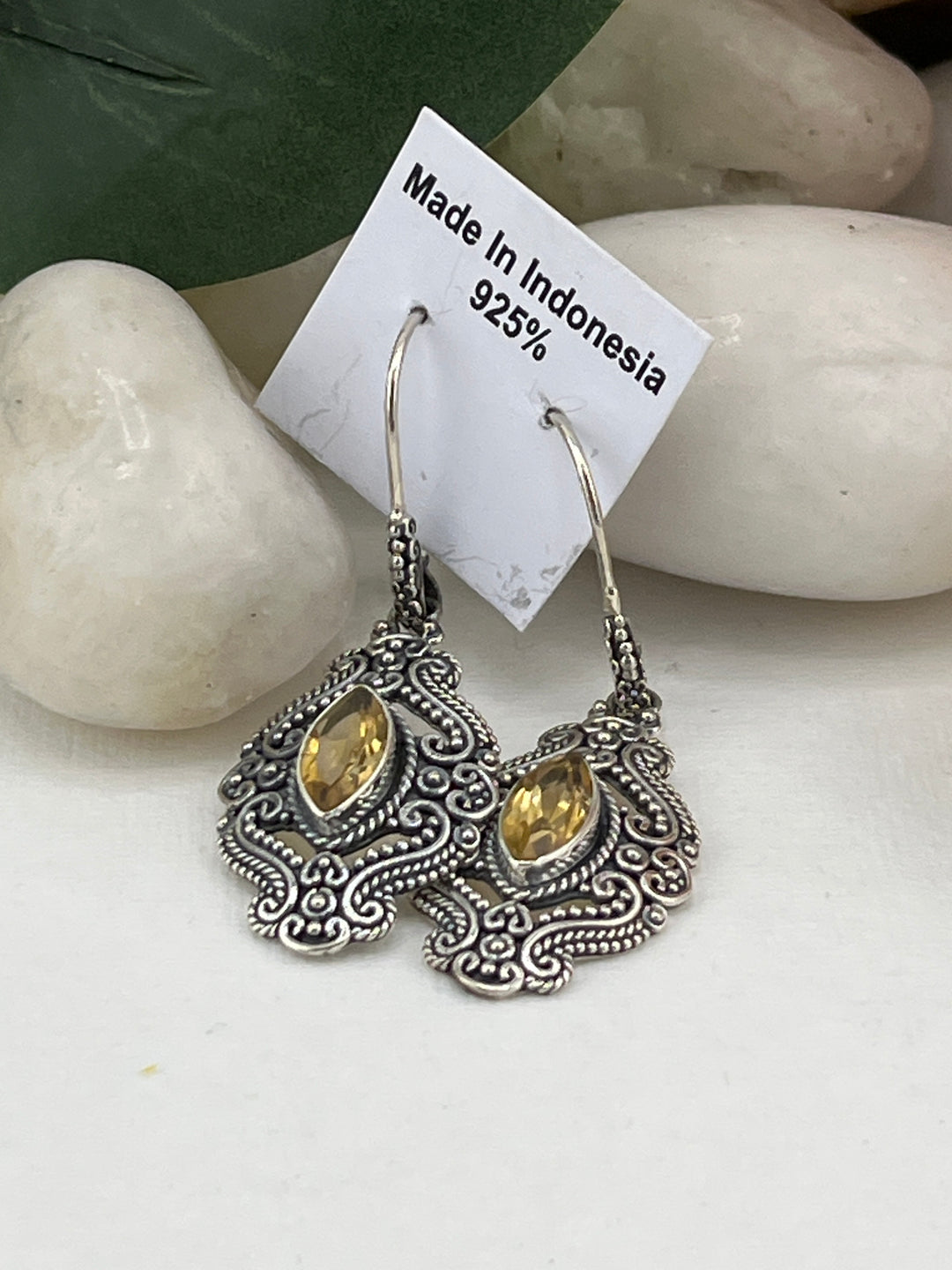 FB Bali Citrine Dangle Earrings