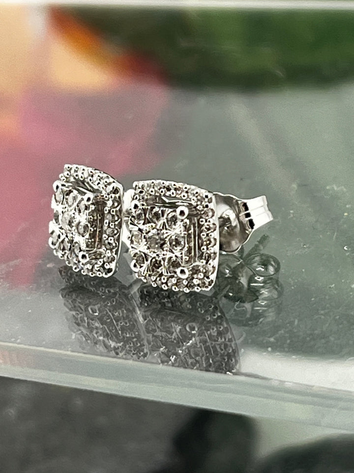 10K White Gold and Diamond Earrings