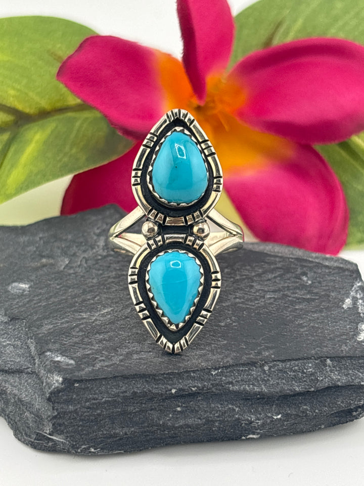 Turquoise and 925 Sterling Silver Ring Size 10.5