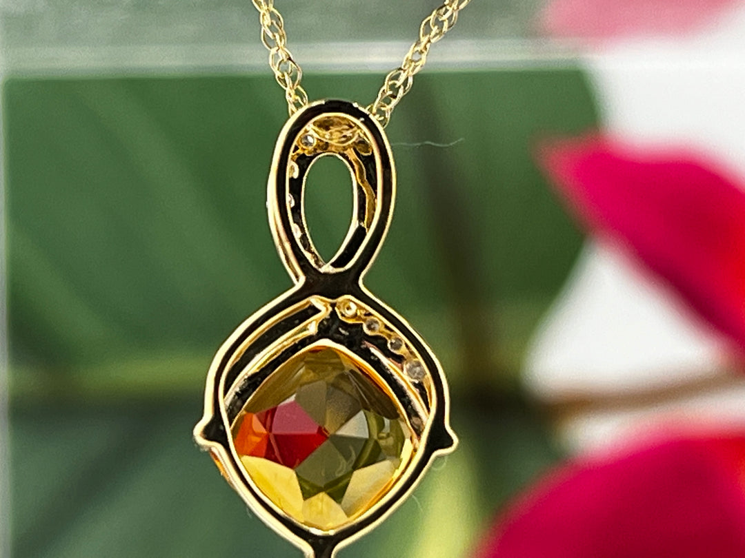 10K Gold Citrine and Diamond Necklace