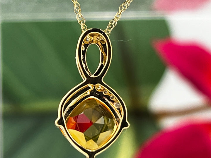 10K Gold Citrine and Diamond Necklace