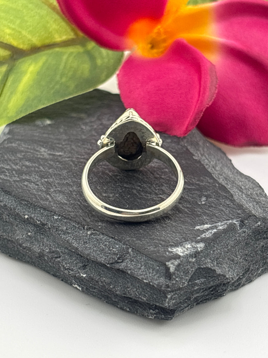 Teardrop Wild Horse Jasper and 925 Sterling Silver Ring Size 6.5