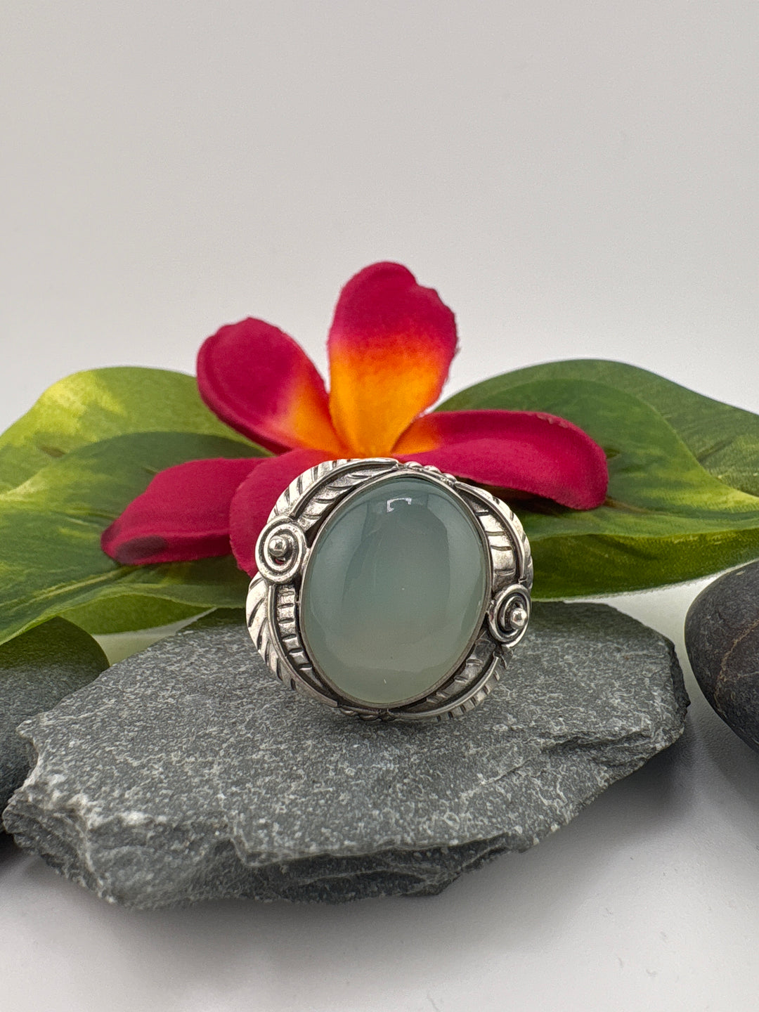 Aqua Chalcedony Bypass Ring