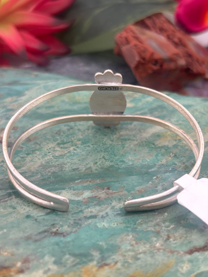 Southwest 925 Sterling Silver Paloma Turquoise Teardrop Cuff