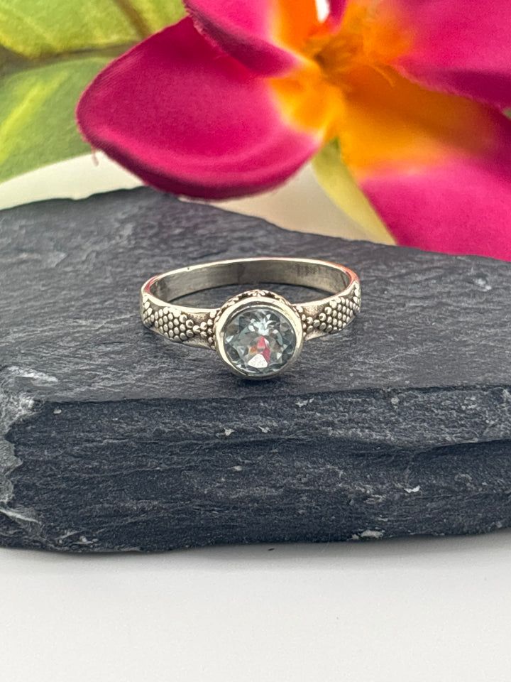 Aquamarine and 925 Sterling Silver Ring Size 8