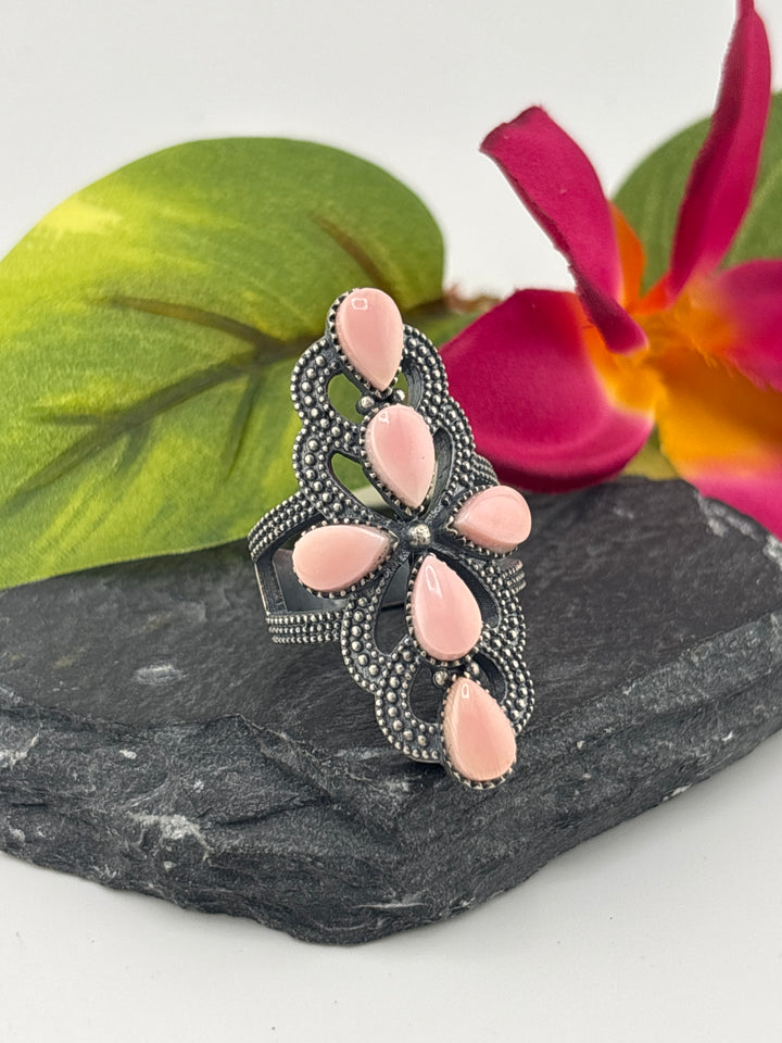 Queen Conch Cross and 925 Sterling Silver Ring Size 8