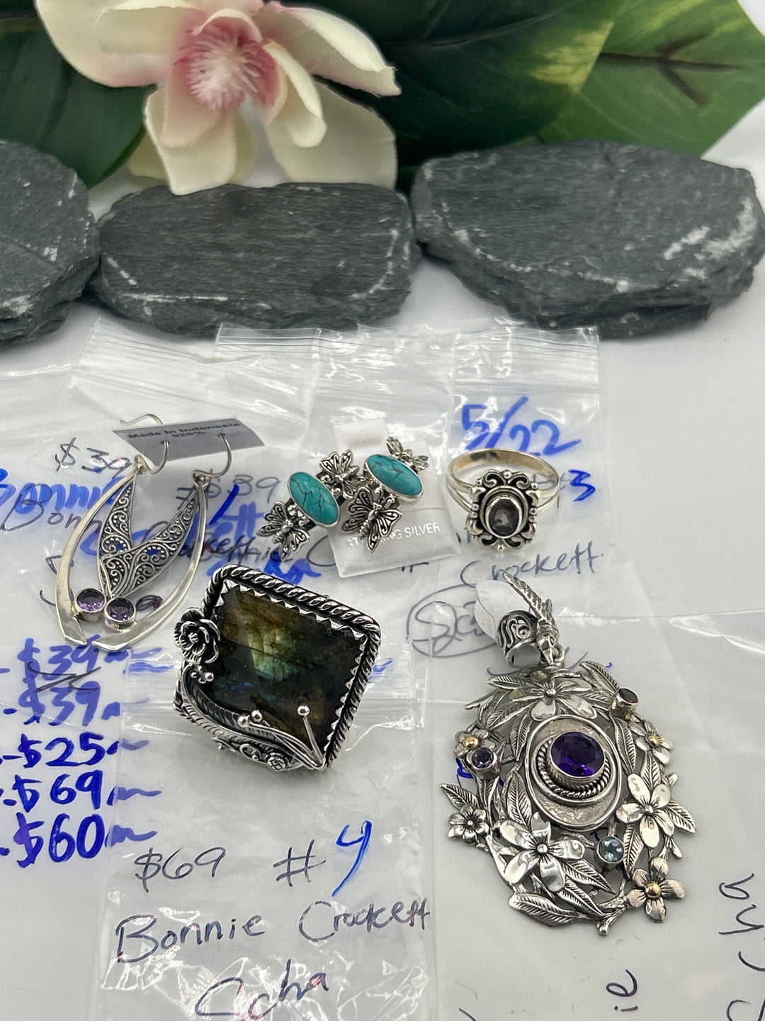 RESERVED FOR: Bonnie Crockett Scha - 5/22/2025 tiktok Live Show - 5 Sterling Silver Items