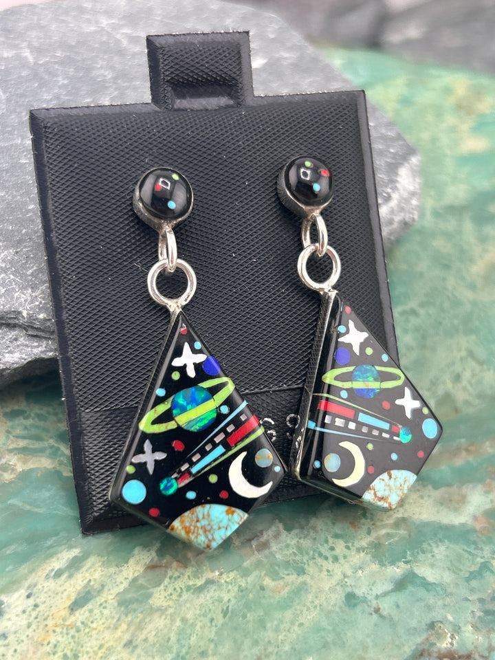 Regie 925 Sterling Silver Mosaic Multi-stone Space Earrings