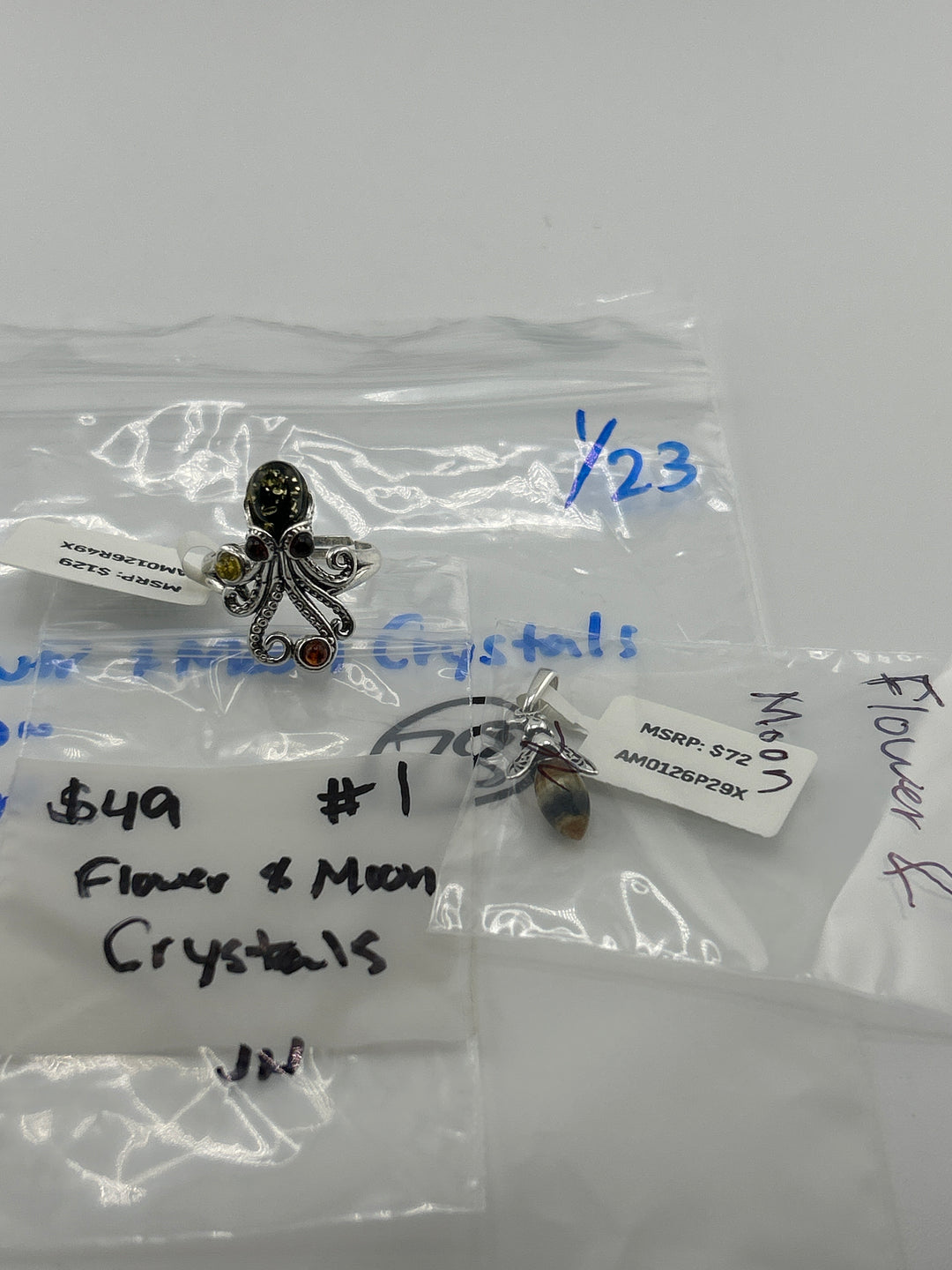 Flower & Moon Crystals- 1/23/26 PM - 2 925 Sterling Silver Item
