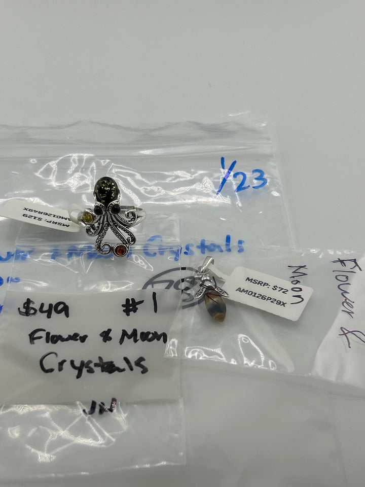 Flower & Moon Crystals- 1/23/26 PM - 2 925 Sterling Silver Item