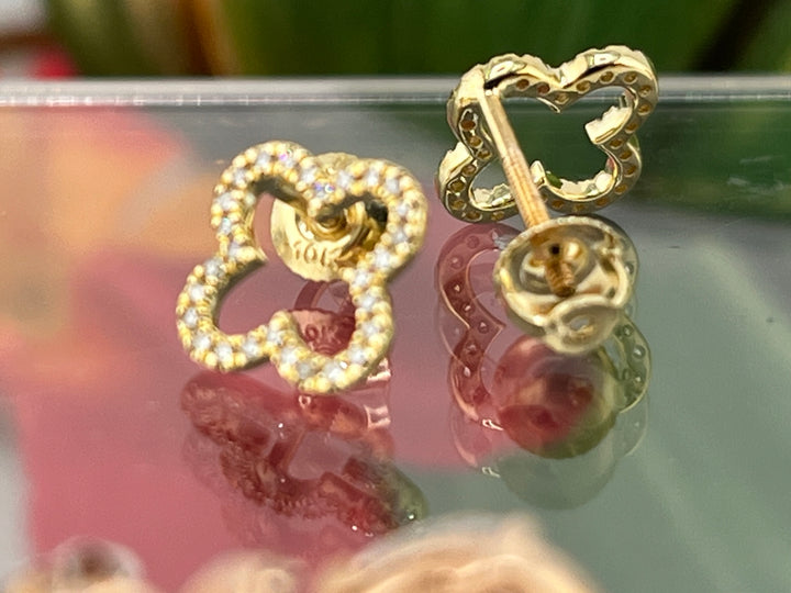 10K Gold Clover Diamond Earrings