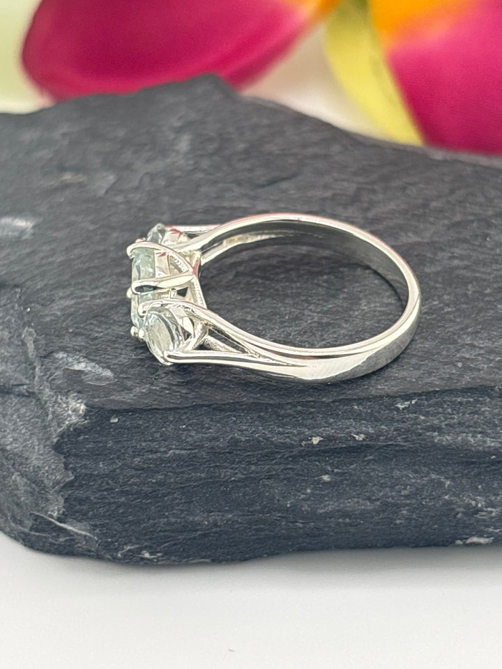 Aquamarine and 925 Sterling Silver Ring Size 5.25