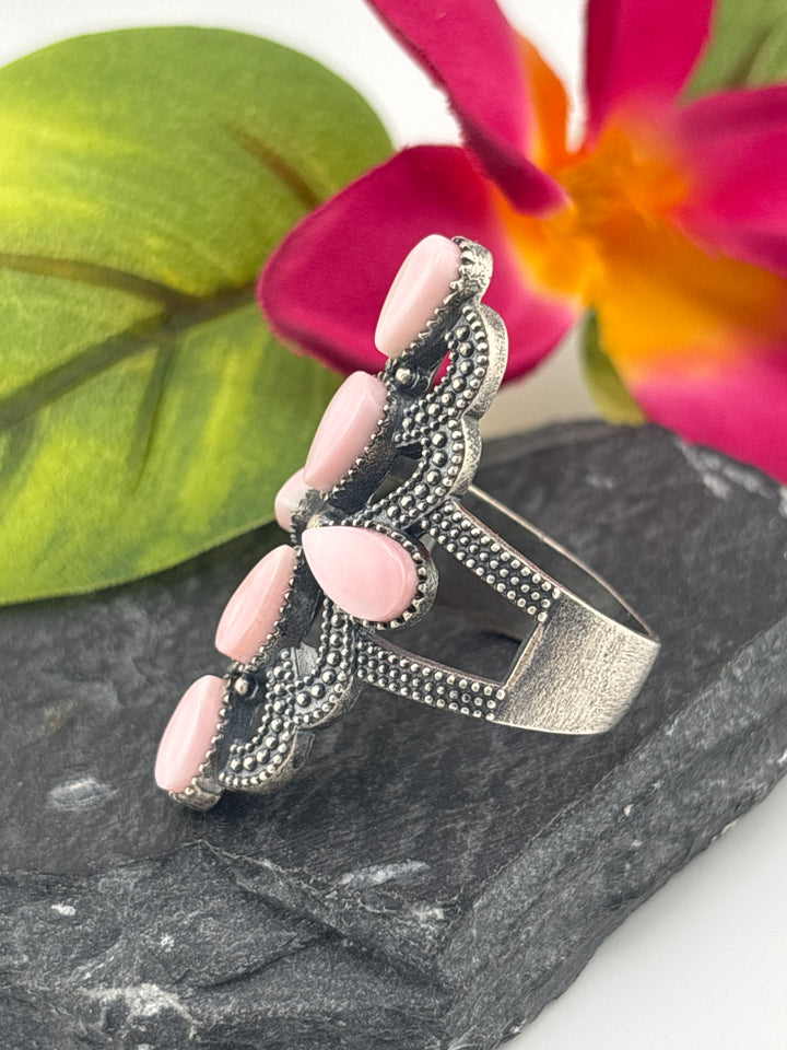 Queen Conch Cross and 925 Sterling Silver Ring Size 10