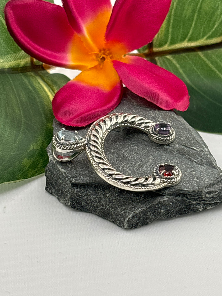 Aquamarine/Garnet/Amethyst Naja Pendant