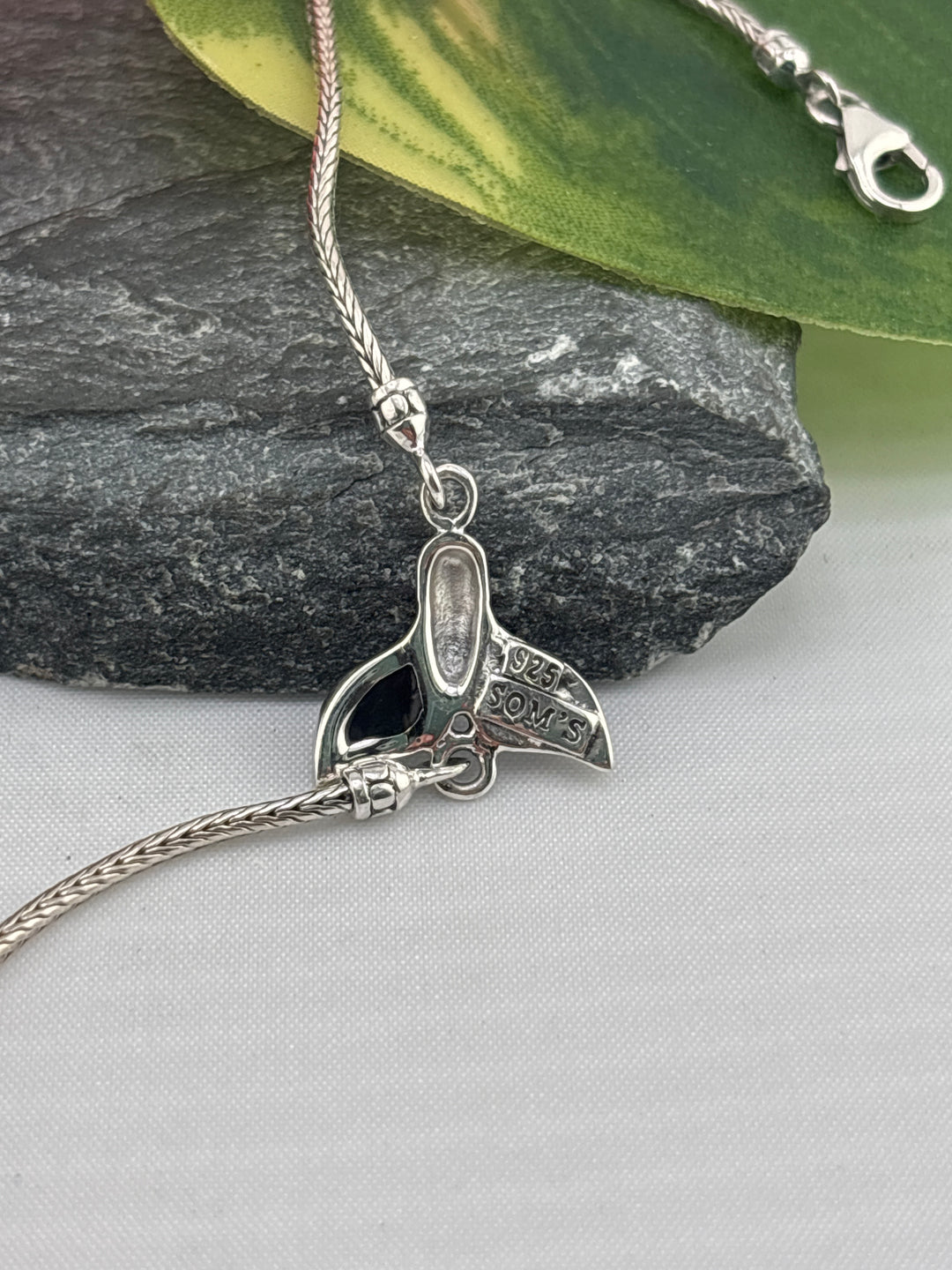 Designer SOMS 925 Sterling Silver and Abalone Whale Tail Bracelet