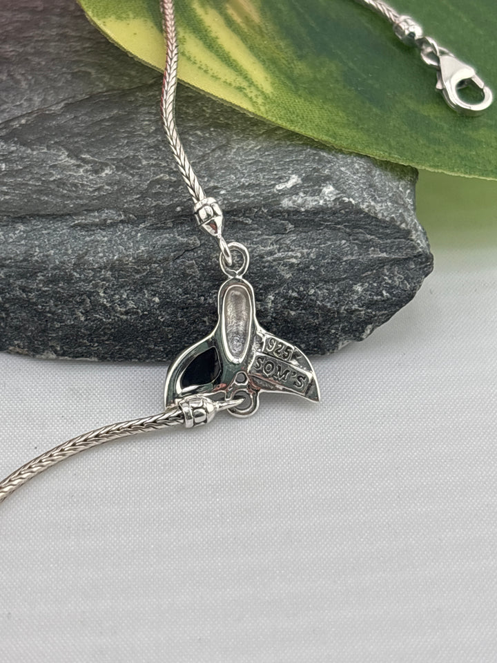Designer SOMS 925 Sterling Silver and Abalone Whale Tail Bracelet