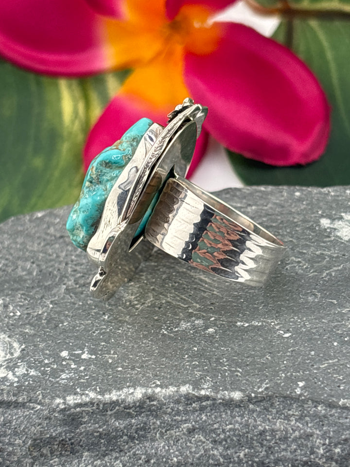 Raw American Turquoise Adjustable Band Ring Size 9