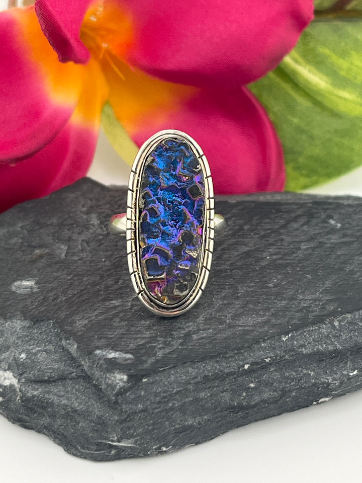 Titanium Druzy and 925 Sterling Silver Ring