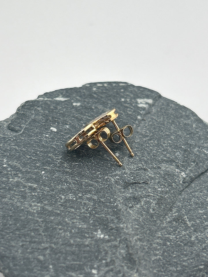 10K Gold Diamond Round Post-back Earrings