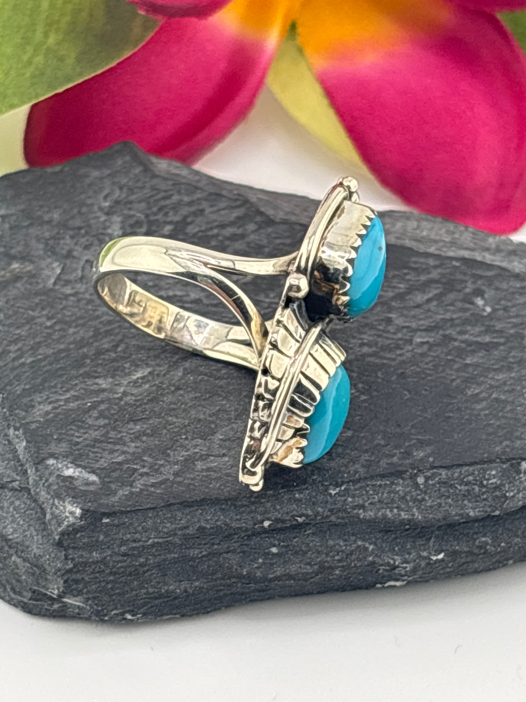 Turquoise and 925 Sterling Silver Ring Size 8