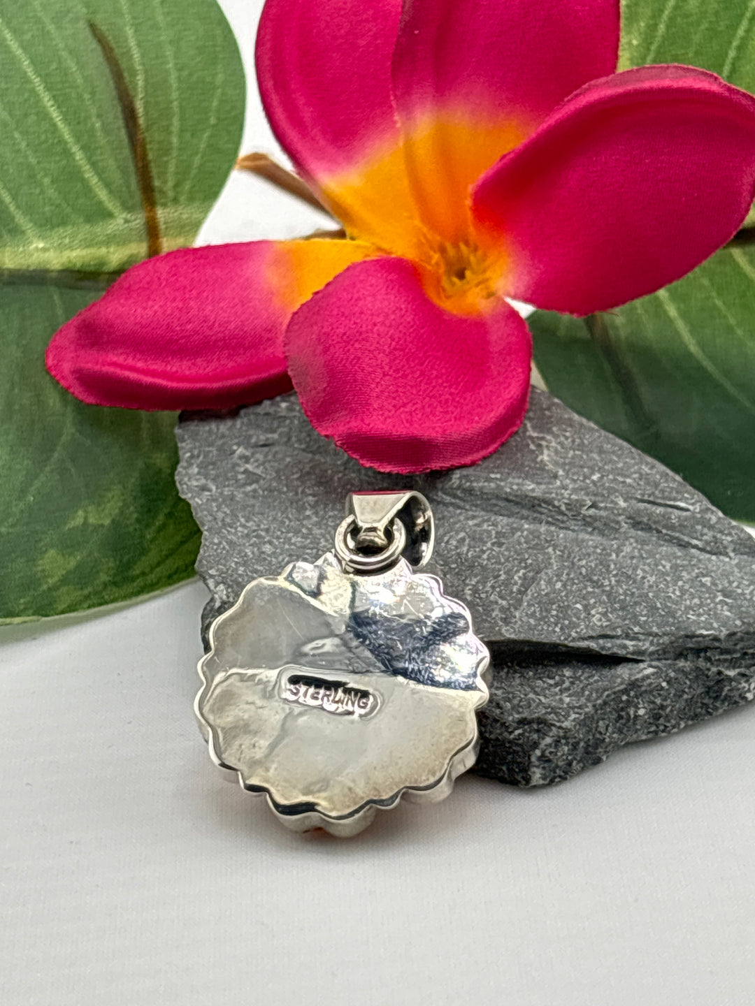 Spiny Oyster & Turquoise Heart Flower Pendant