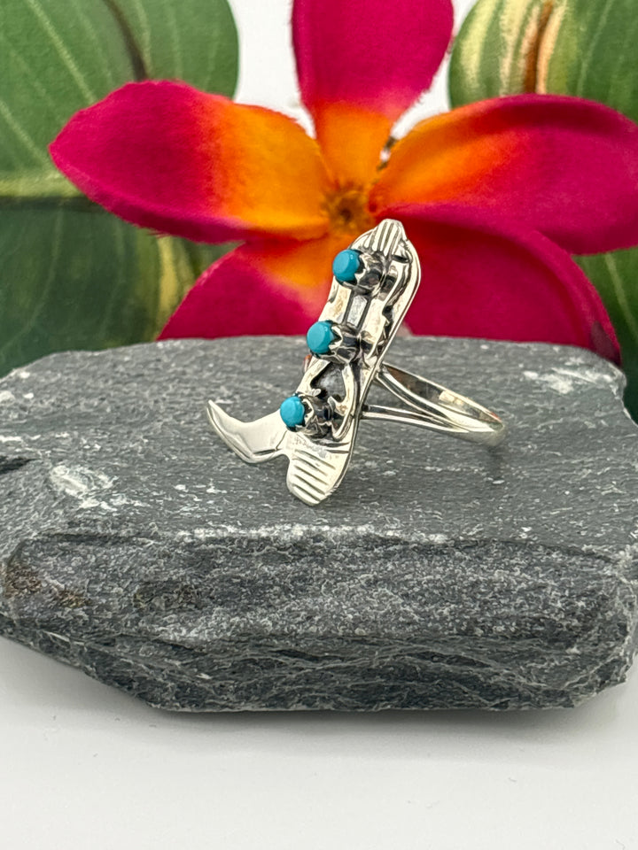Turquoise Cowboy Boot Ring Size 10.25