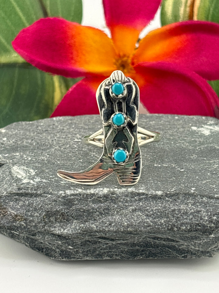 Turquoise Cowboy Boot Ring Size 8.25
