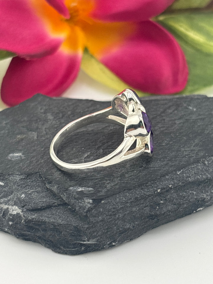 Amethyst Butterfly and 925 Sterling Silver Ring Size 9.75
