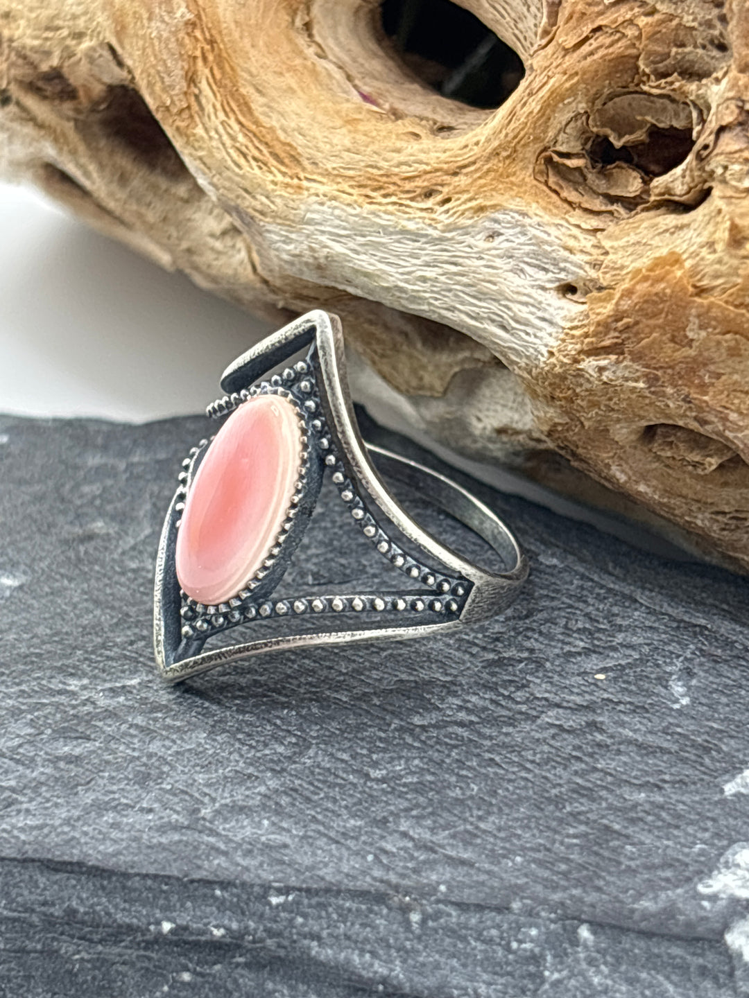 Oxidized Southwest Queen Conch Ring Size 10
