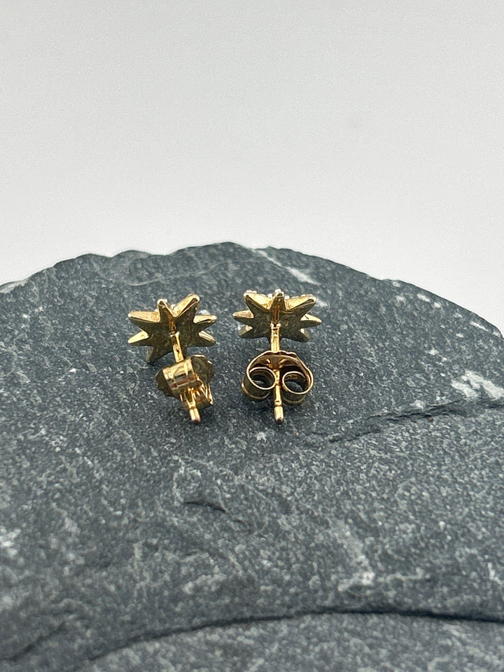 14K Gold & White Gold Diamond Star Post-back Earrings