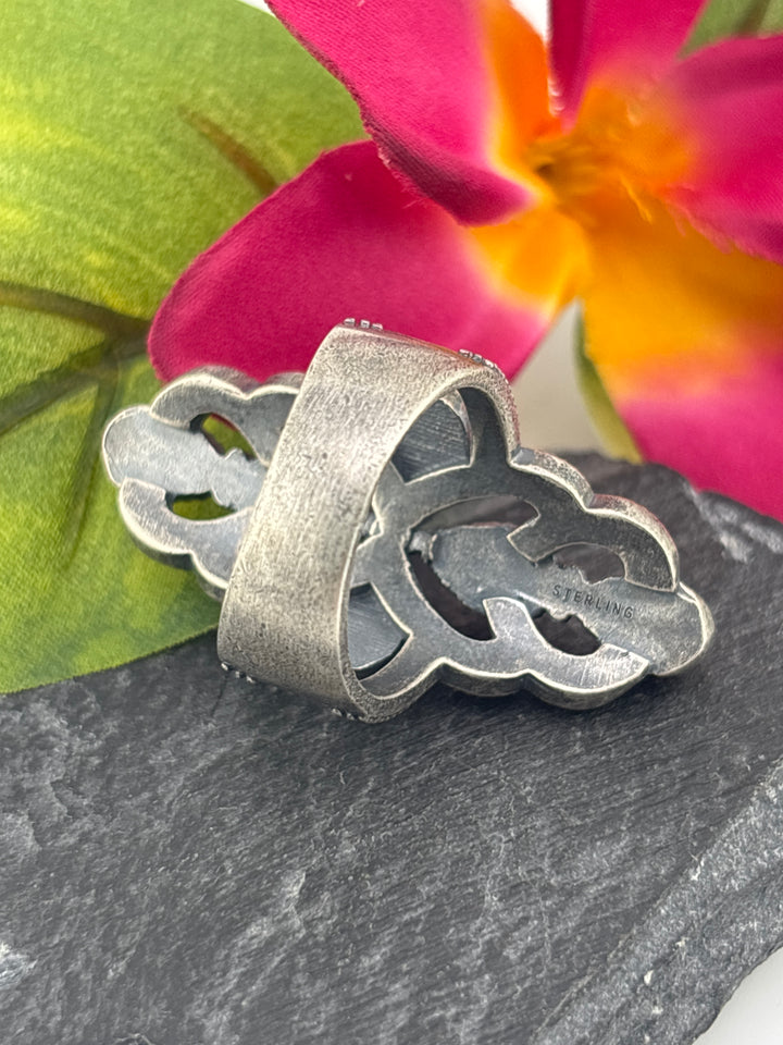 Queen Conch Cross and 925 Sterling Silver Ring Size 8