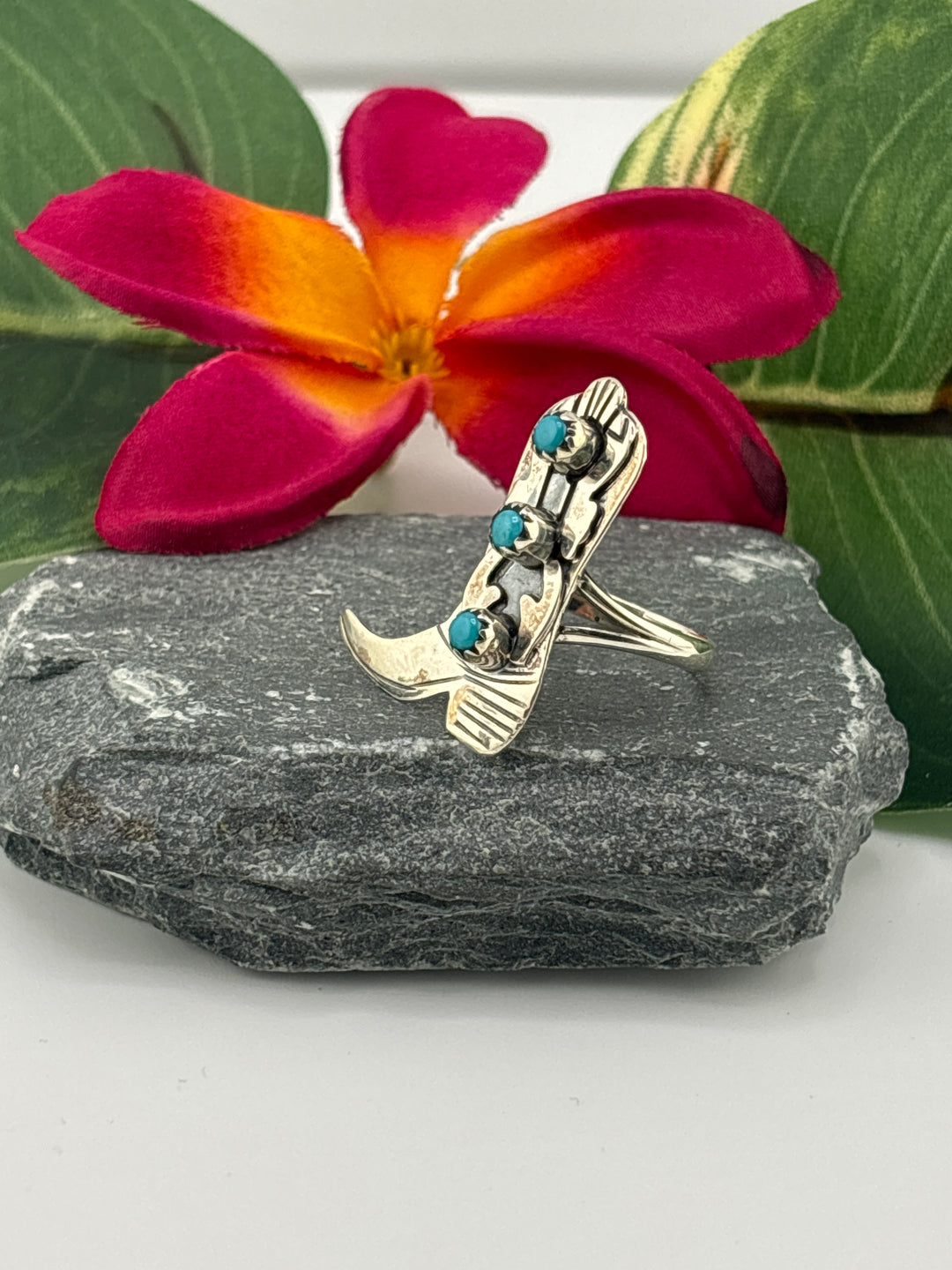 Turquoise Cowboy Boot Ring Size 8.25