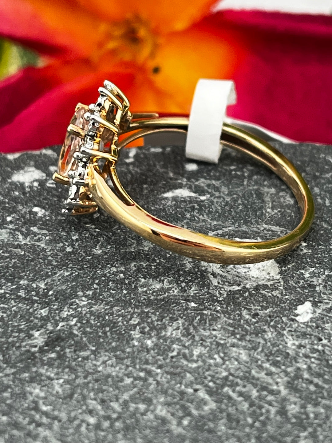 10K Gold Morganite and Diamond Ring
