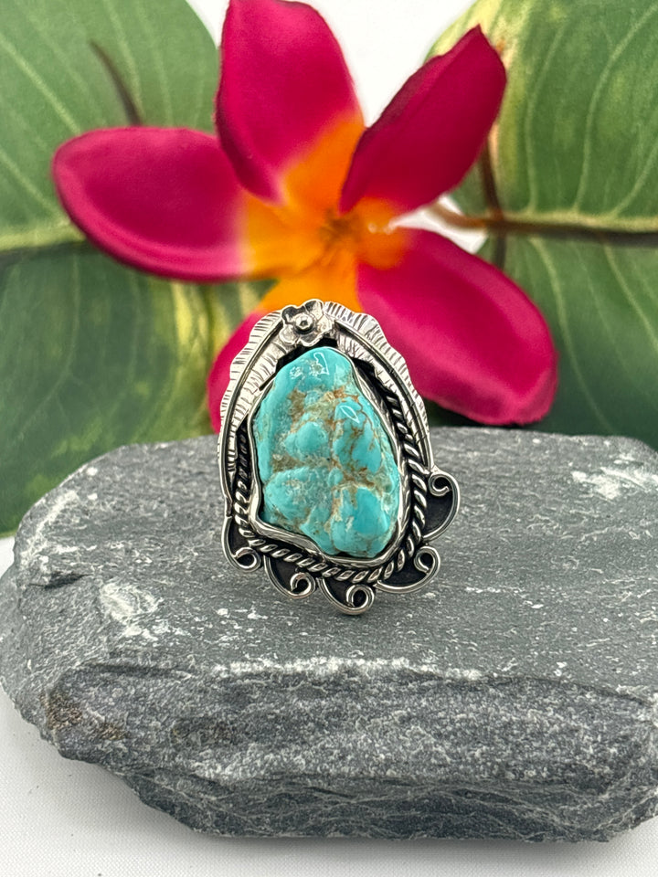 Raw American Turquoise Adjustable Band Ring Size 9