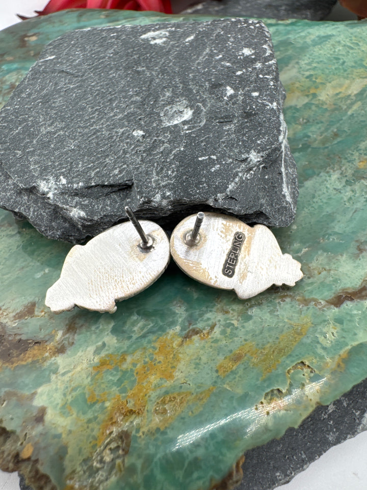 Southwest 925 Sterling Silver Paloma Turquoise Stud Earrings