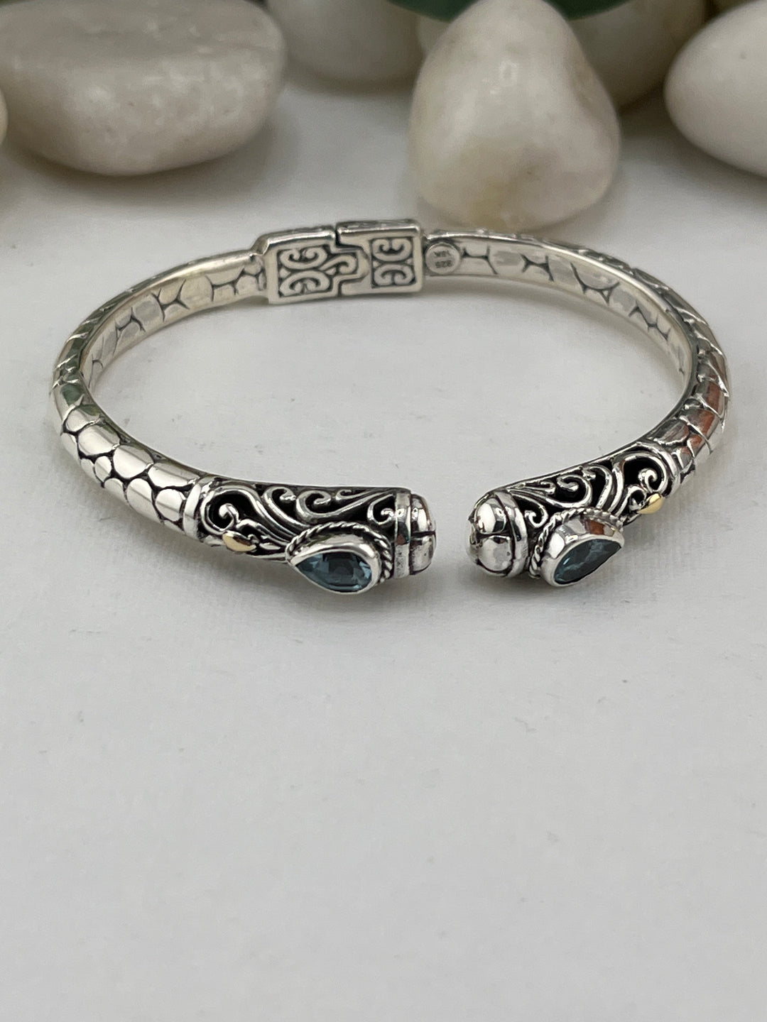 FB Bali Blue Topaz Hinge Cuff
